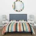 thumbnail image 3 of Designart "Nostalgic Stripes In Pink And Blue" Striped Bedding Covert Set - Mid-Century Modern Bed Set With 2 Shams, 3 of 5