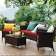 thumbnail image 3 of Conjunto de muebles al aire libre Costway 4 Piezas Ratan PE cojines patio Marrón Mezclado rojo, 3 of 7