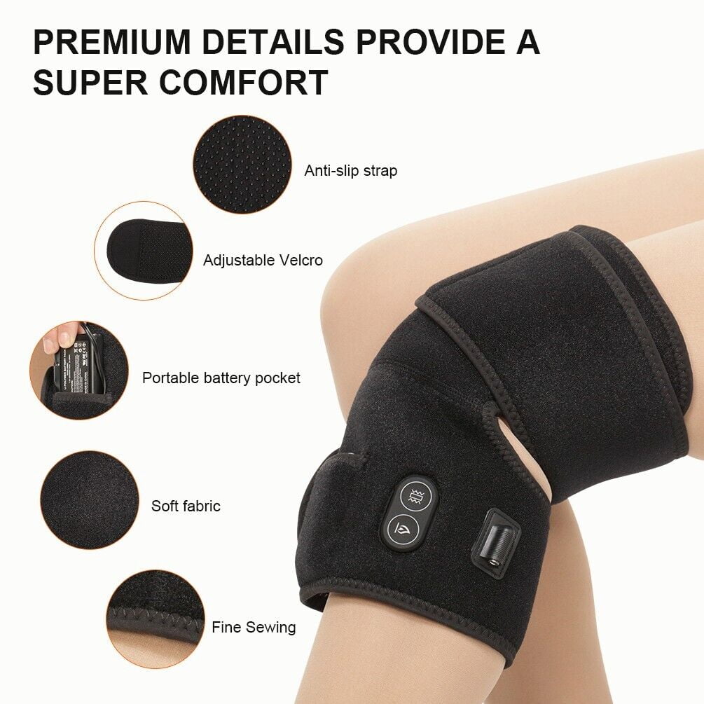 Savior Heat 2PCS Heated Knee Brace for Pain Relief Wireless Electric Heating Knee Massage Pad with Adjustable Temp