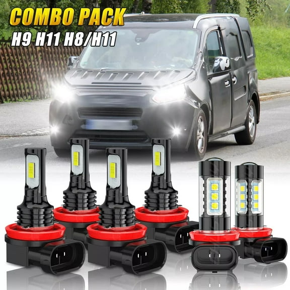 For Ford Transit Connect 2014-2019 6000K White LED Headlight High Low Beam Fog Light Bulbs Kit 6x
