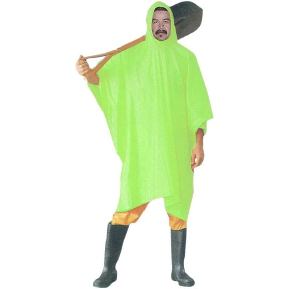 RAIN GUARD 10 Mil Neon Green Vinyl Rain Poncho with Hood | Expanded 50" x 80" | Folded 7" x 9" | Reusable Waterproof Protection | Adult Size | Includes Storage Pouch