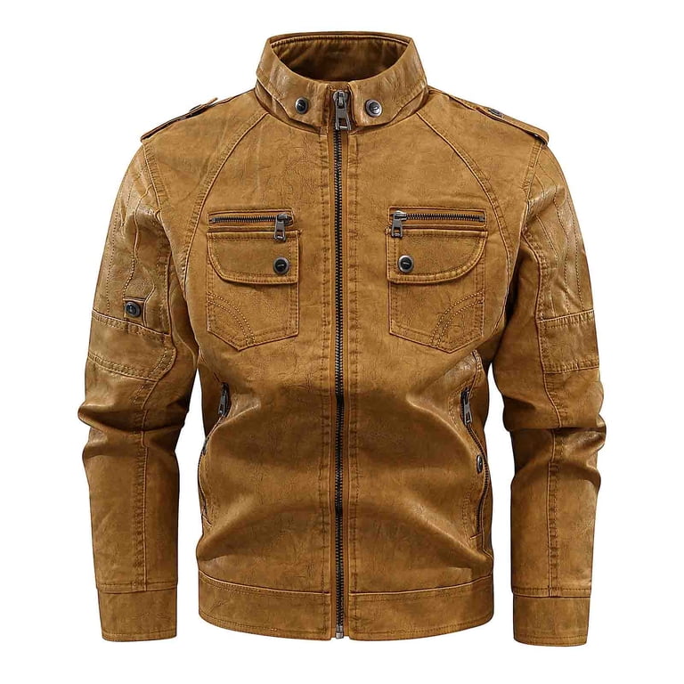 Spring Saving GaThRRgYP Mens Leather Jacket,Men