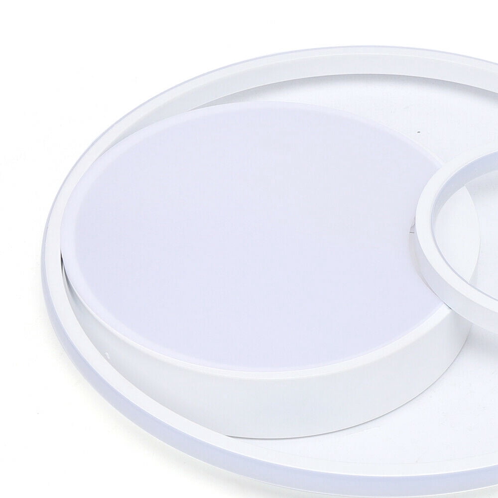 Loyalheartdy 18.9" LED Ceiling Light, 55W White Creative 3-Ring Acrylic Round 3-Color Chandelier Fixture for Bedroom, Living Room