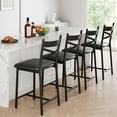 thumbnail image 2 of 2/4PCS Home Bar Stools, PU Upholstered Bar Chairs, Kitchen Island Chairs With X-Shaped Backrest And Metal Footrest, Black Counter Height Chairs For Dining Room, Coffee Shop, 2 of 9