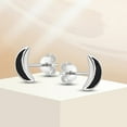 thumbnail image 6 of AeraVida Adorable Midnight Sky Crescent Moon Black Onyx and Sterling Silver Stud Earrings Cute and Trendy Casual Wear Jewelry Gifts for Women and Girls, 6 of 10