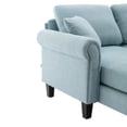 thumbnail image 5 of L-Shaped Sectional Sofa with Movable Ottaman, Modern Upholstered Accent Sofa with Armrest and Padded Back Double Extra Wide Chaise Lounge Couch for Living Room Bedroom Apartment, Light Blue, 5 of 7