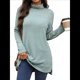 thumbnail image 3 of Camiseta Holgada de Larga con Cuello Alto y Estampado Geométrico de Jacquard para Mujer, Otoño e Invierno. Verde Oscuro XL, 3 of 10