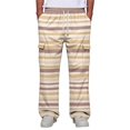thumbnail image 3 of GrmtClth Cargo Pants For Men Striped Print Loose Straight Leg Lightweight Drawstring Casual Streetwear Trousers Beige 2XL, 3 of 8