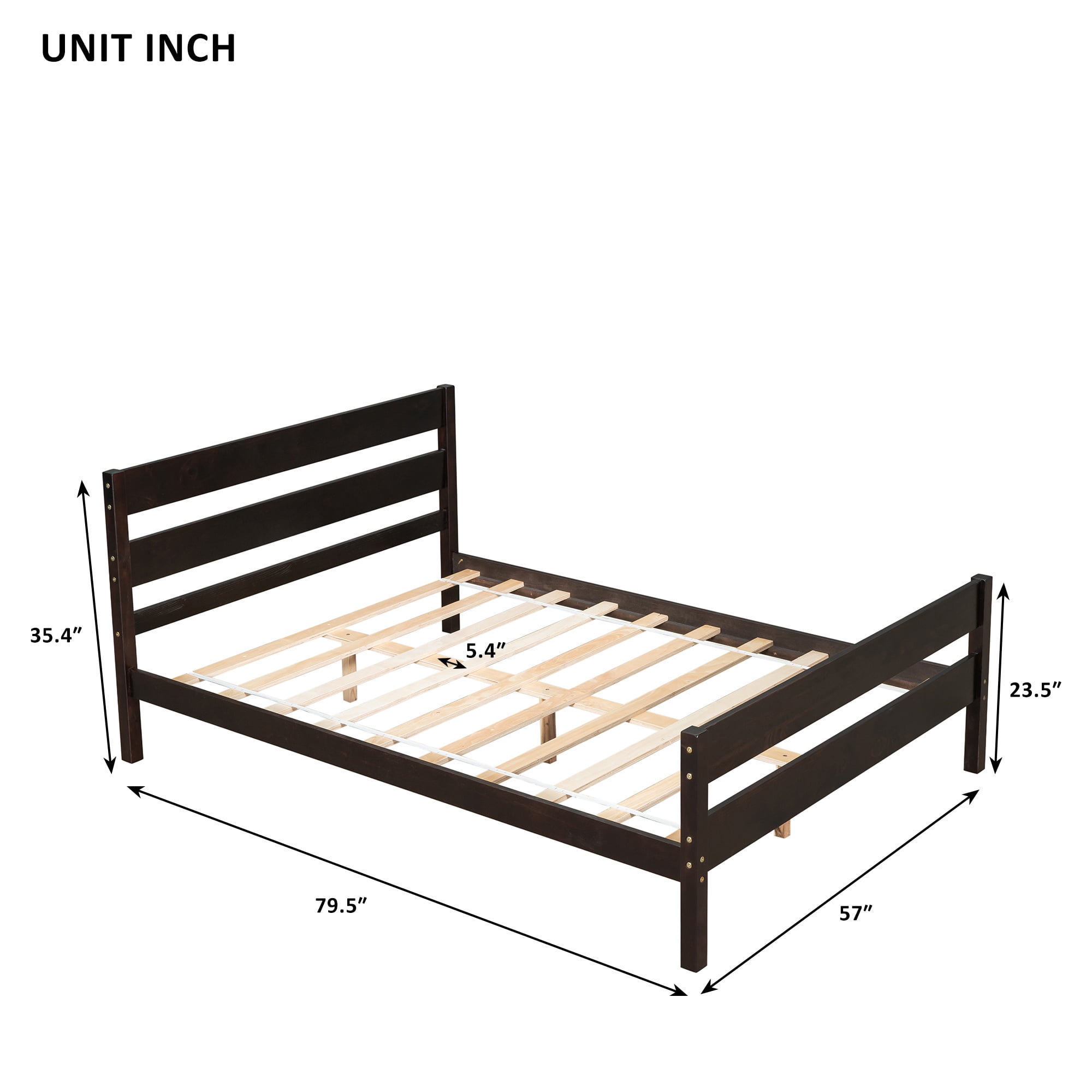 Bellemave Full Bed Frames,Wood Platform Bed with Headboard and Footboard, Full Size Sleigh Bed with Wood Slat Support, No Box Spring Needed (Espresso)
