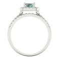 thumbnail image 4 of 1.57ct Brilliant Emerald Cut Blue Moissanite 14k White Gold Halo Solitaire with Accents Engagement Bridal Wedding Ring Band Set size 3.5, 4 of 7