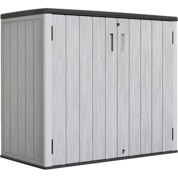 ZCB LIKE HOME 37 Cu.ft Outdoor Storage Shed with Floor HDPE Double-Wall Resin Sheds Outdoor Storage, Lockable Weatherproof Storage Cabinet Fit for Garden Tools, Garage can