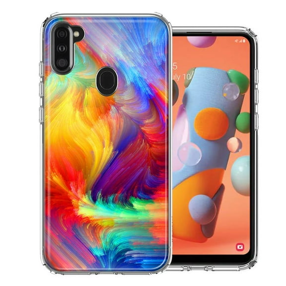 MUNDAZE For Samsung A11 Feather Paint Design Double Layer Phone Case Cover