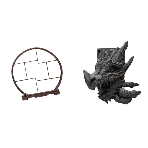 CarpNettore Wood Display Rack Dragon Bookend Book Support Decorative Home Decor Storage Organizer Antique Shelf for Bookshelf Living Room Cabinet