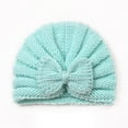thumbnail image 3 of MHZLDYZ Baby Head Support Toddler Infant Baby Boys Girls Knitted Cap Beaniess Solid Cotton Bowknot Elastics Turban Hat Baby Winter Hat Baby Head Support Baby Winter Hat(Mint Green,One Size), 3 of 3