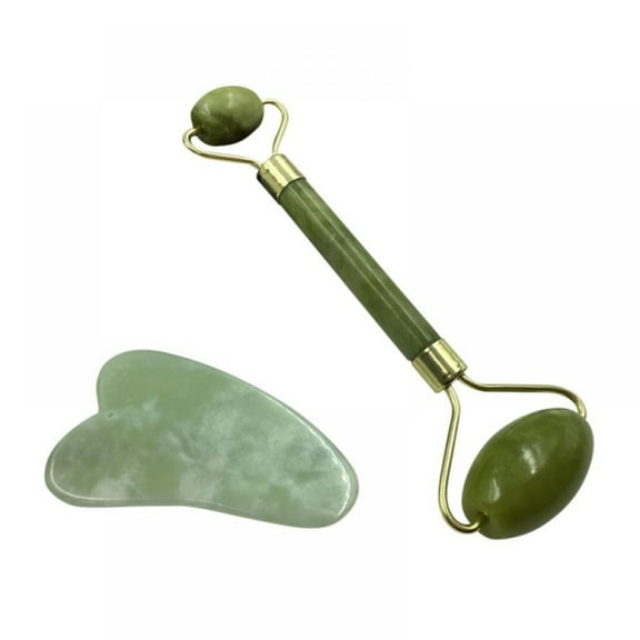 Jade Roller and Gua Sha - Beauty Facial Massage Roller Anti Winkles Tool- 100% Natural Jade Stone