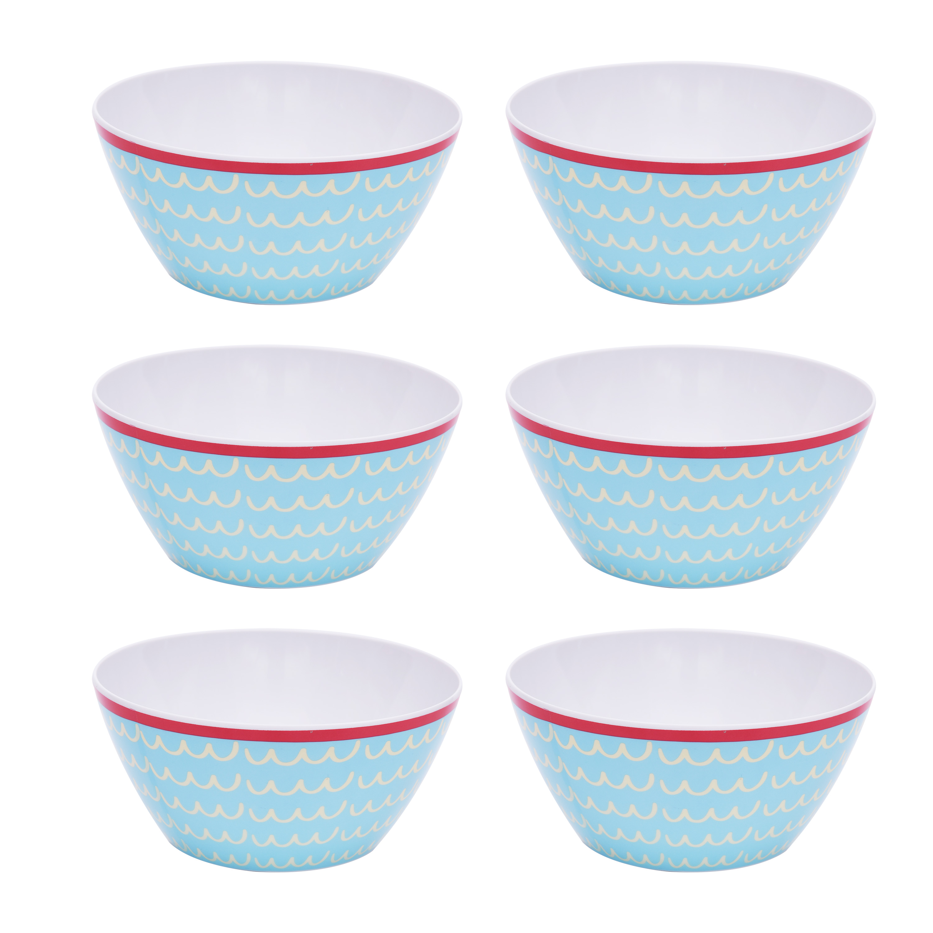Mainstays Kids Melamine Blue Bowls, Set of 6