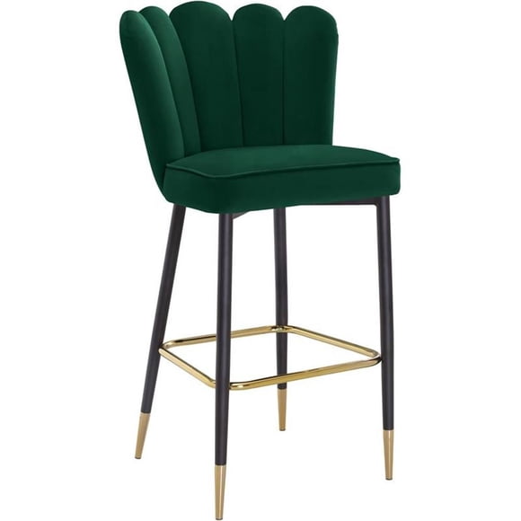 Meridian Furniture Tabouret en Velours Vert Lily (Ensemble de 2)