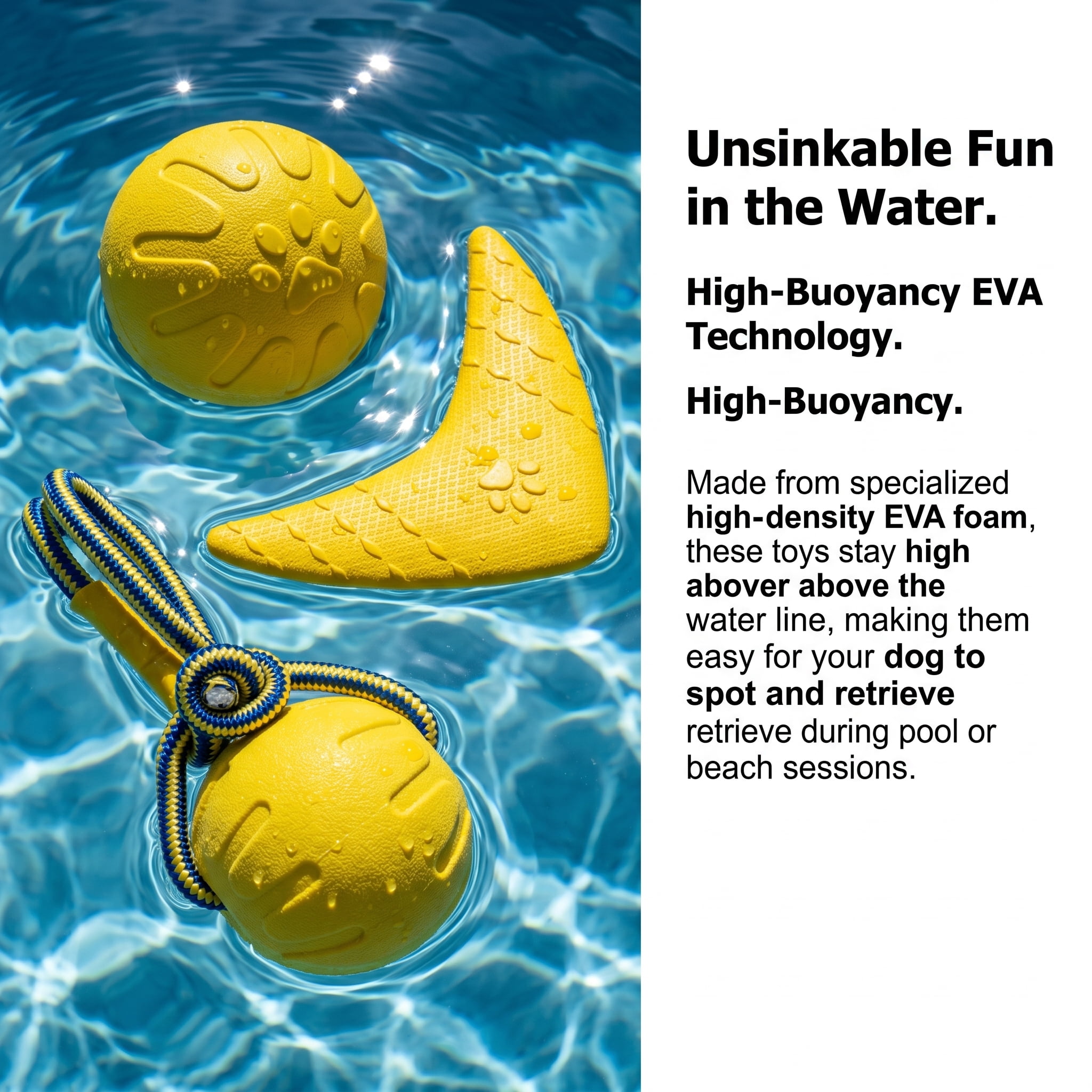 3-in-1 Floating EVA Dog Toys Set - Tug-of-War Rope Ball, Boomerang & High-Bounce Training Ball for Interactive Outdoor Play, Water-Friendly, Durable Chew Toys for Small, Medium & Large Dogs