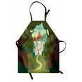 thumbnail image 1 of Cartoon Apron, Cartoon Style Fantasy Medieval Castle on a Hill with a Road from the Woodlands, Unisex Kitchen Bib with Adjustable Neck for Cooking Gardening, Adult Size, Multicolor, by Ambesonne, 1 of 4