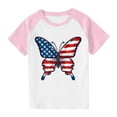 thumbnail image 7 of USA Flag Tee Shirt For Kids 4Th Of July Memorial Day Gift T Shirt Boys Girls Casual Raglan Short Sleeve American Proud Tops Pink 4-5 Years, 7 of 7
