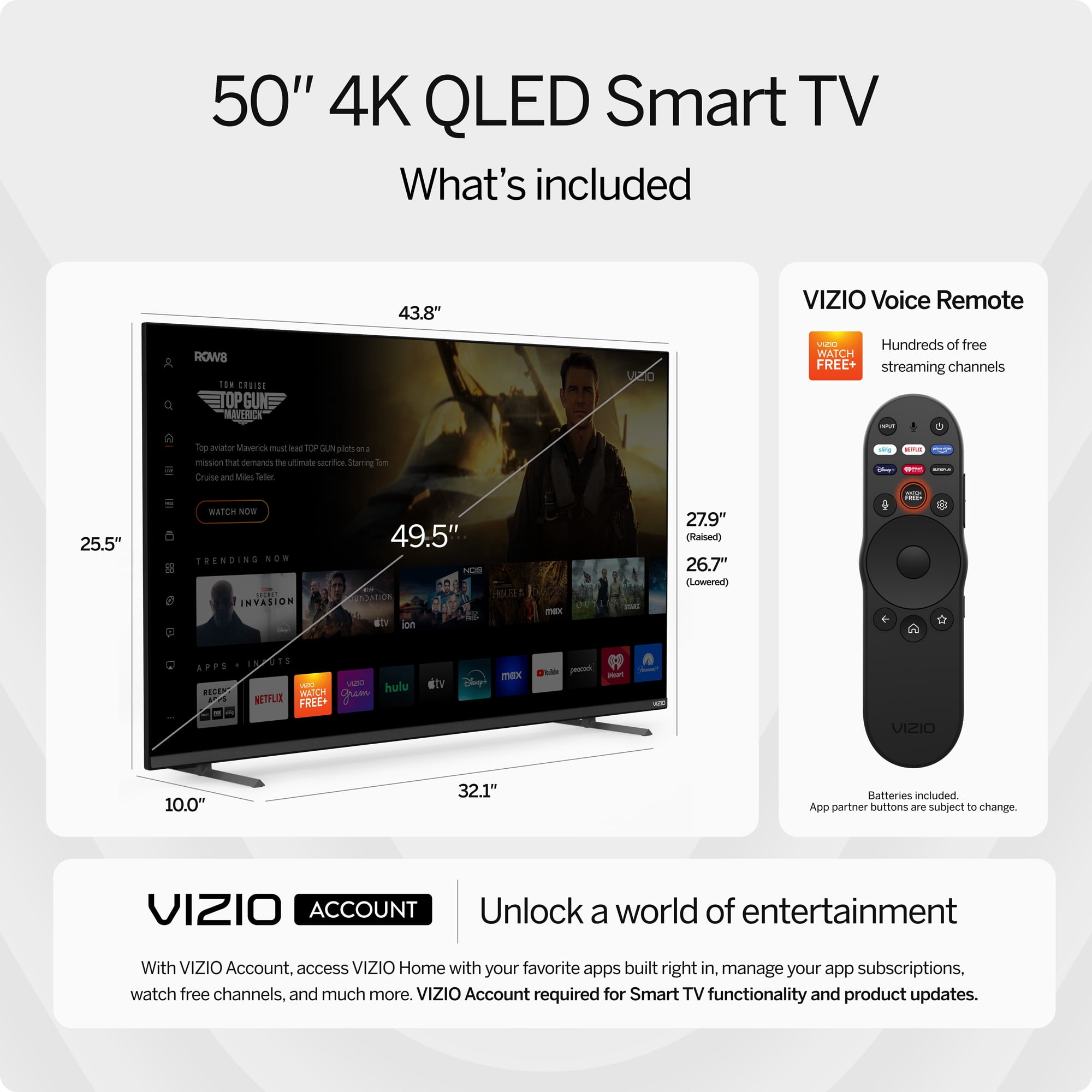 VIZIO 50" Class Quantum Pro 4K QLED HDR 120Hz Smart TV (M50QXM-K01)
