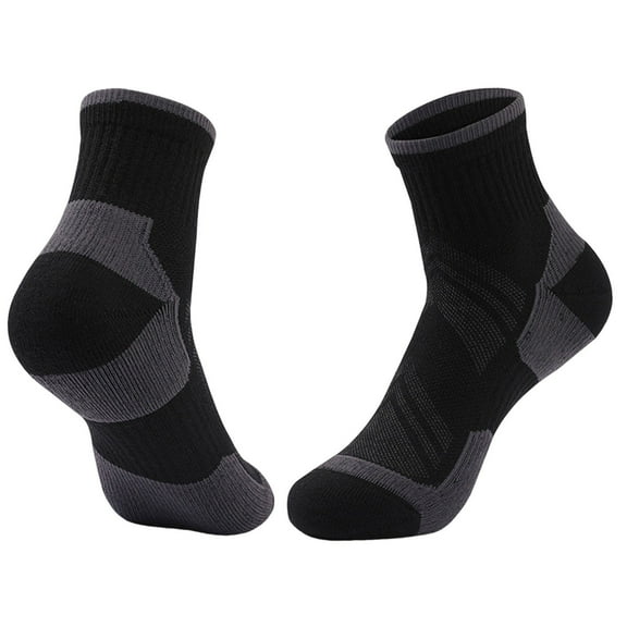 JUUYY Men's Athletic Ankle Socks Running Cushioned Quarter Sports Socks Moisture Wicking Sports Socks Black Free Size
