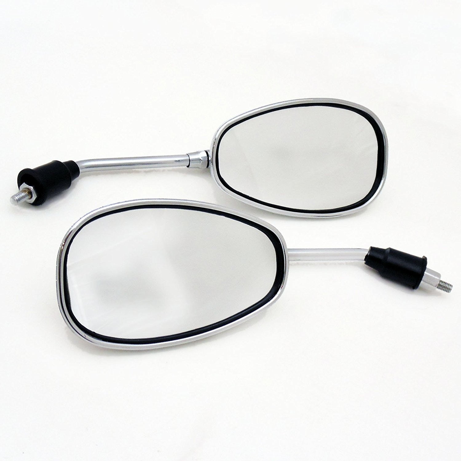 Motorcycle Scooter M8//1.25 0809 8mm RH//RH Thread - CHROME Oval Shape Universal Fit Adjustable Mirror Set