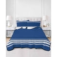 thumbnail image 2 of Quilts Twin Size Bedding Set, Blue Striped Lightweight Quilted Comforter, Farmhouse Blue White Stripes Soft Reversible Bedspread Coverlet with Pillow Covers for All Season, 68" x 86", 2 of 7