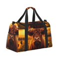 thumbnail image 2 of Fotbe Vintage Sunflower Cow A Bolsa de Viaje con Estampado, Bolsa de Fin de Semana para Mujer con Compartimento para Zapatos, Bolsa de Gimnasio con Bolsillo Húmedo, 2 of 7