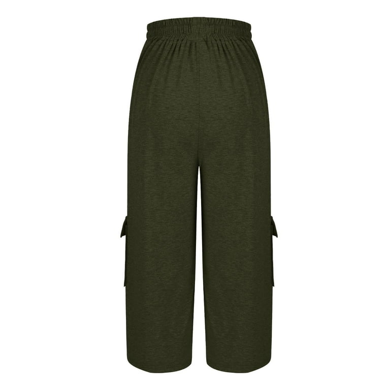 Axiiglly Capri Pants for Women Loose Fit Capri Cargo Pants