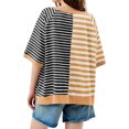 thumbnail image 2 of Women Oversized Summer Short Sleeve Striped Color Block Loose Fit Tops T Shirts, 2 of 6
