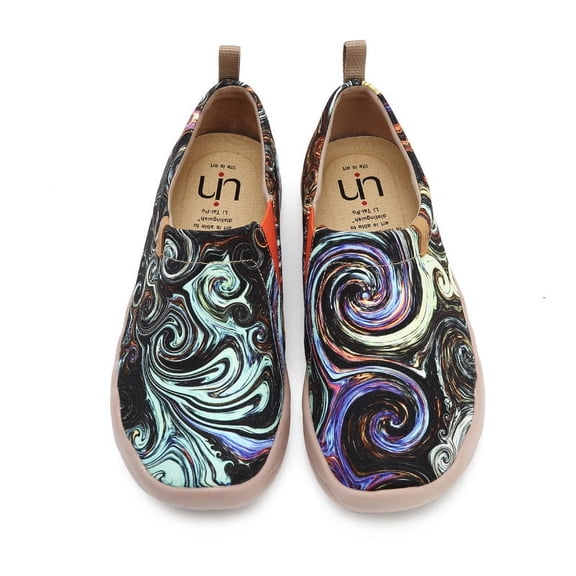 UIN Women's Art Travel Shoes Loafers Fashion Canvas Comfort Wide Toe Casual Slip On Mules