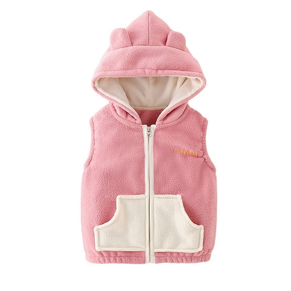 Kids Vest Hooded Full-Zip Kids Pink Vest Warm Soft Girls Winter Vest Girls Vests 6-7 Years