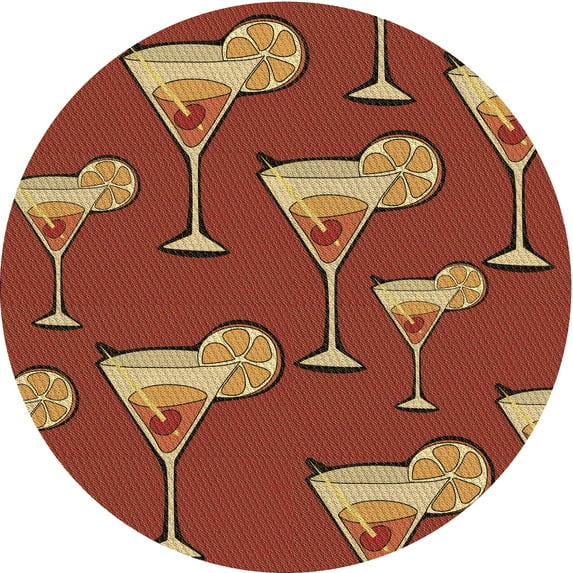 Ahgly Company Indoor Round Patterned Papaya Orange Area Rugs, 8' Round