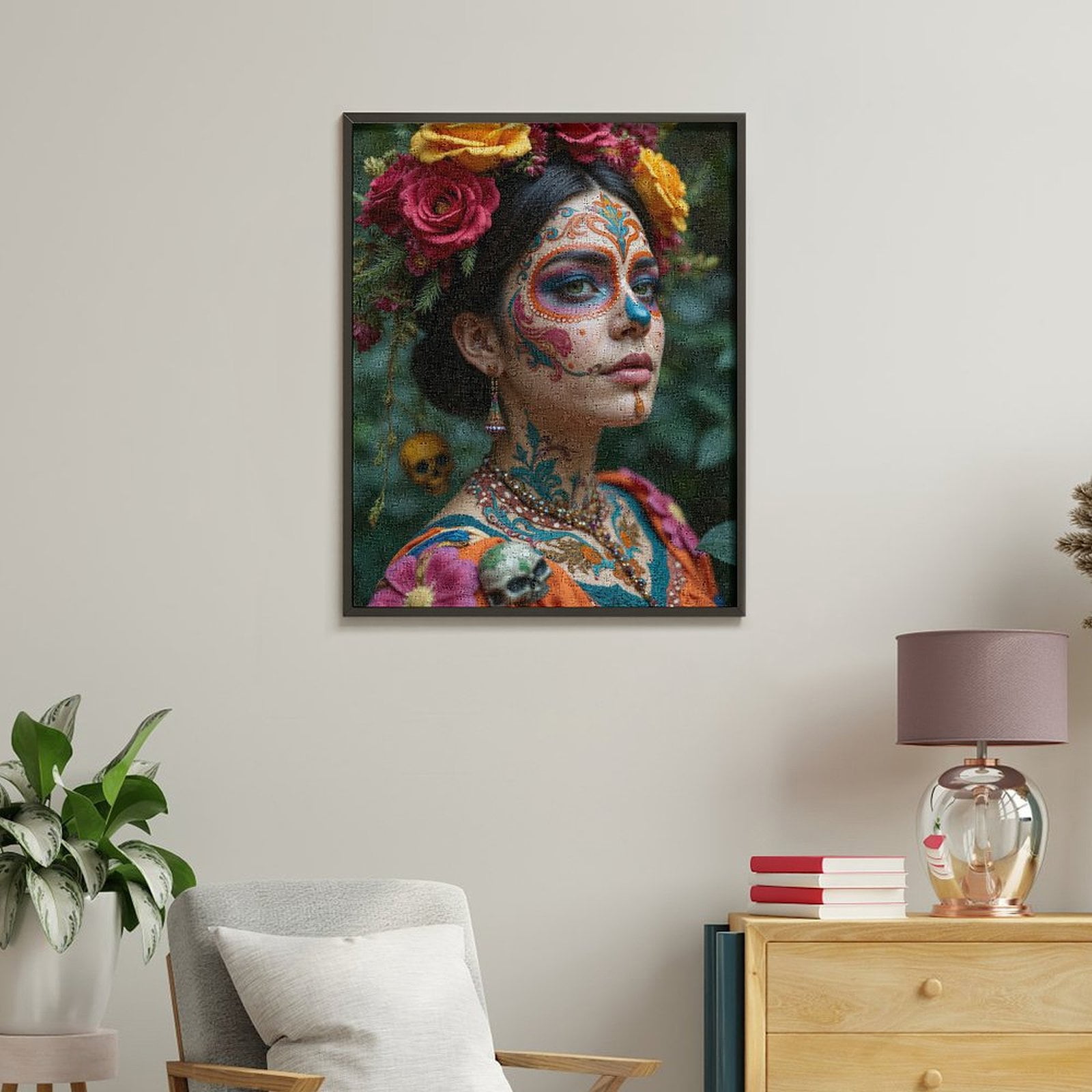 Paint By Numbers Kit for Adults Beginner - Colorful Floral Face Art Portrait DIY Canvas Painting Kits for Adults, Frameless Paint By Number for Adults for Home Wall Decor 16x20 Inch