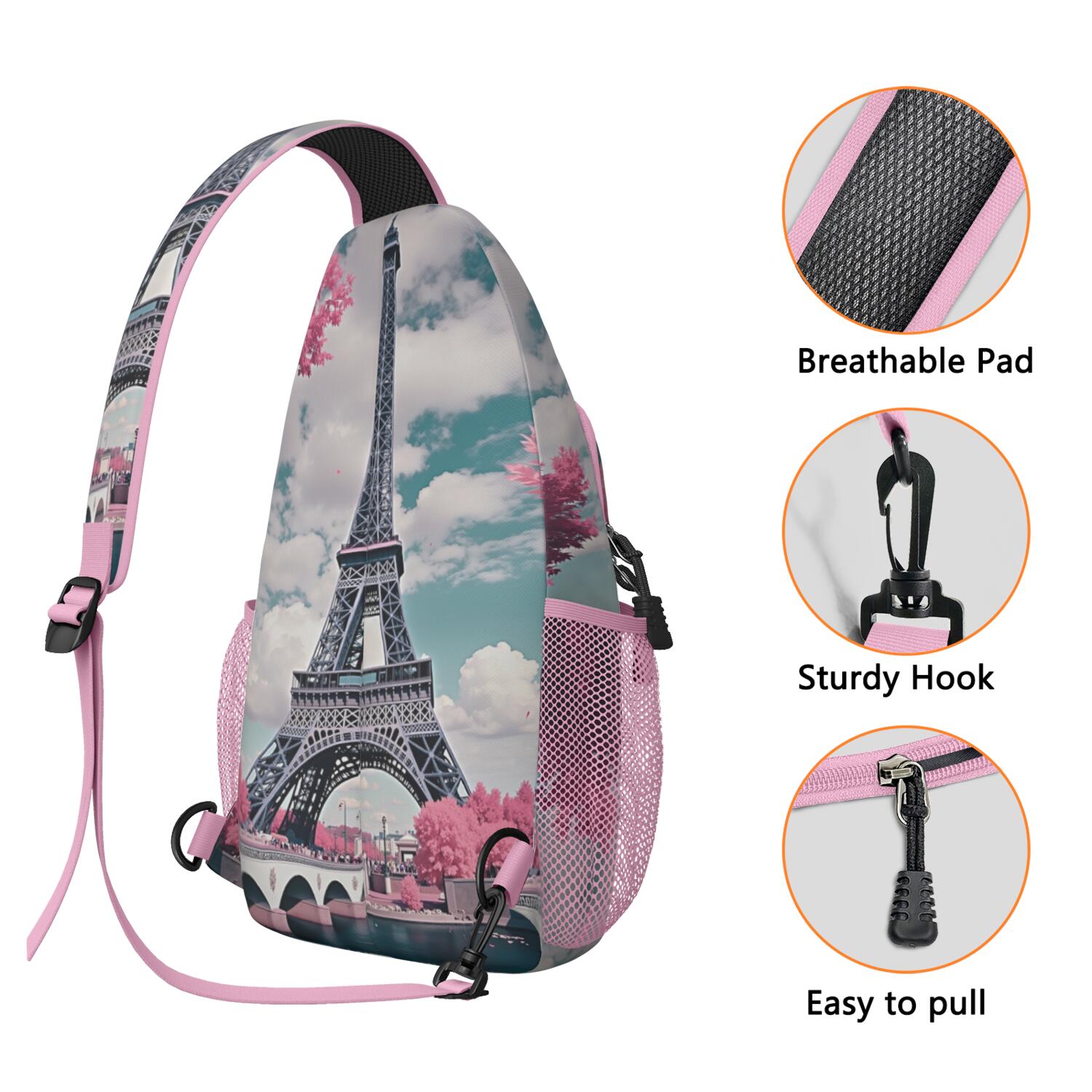 Casual Sling Bag Trendy Sling Backpack Paris () Travel Backpack Casual Bag for Women Men