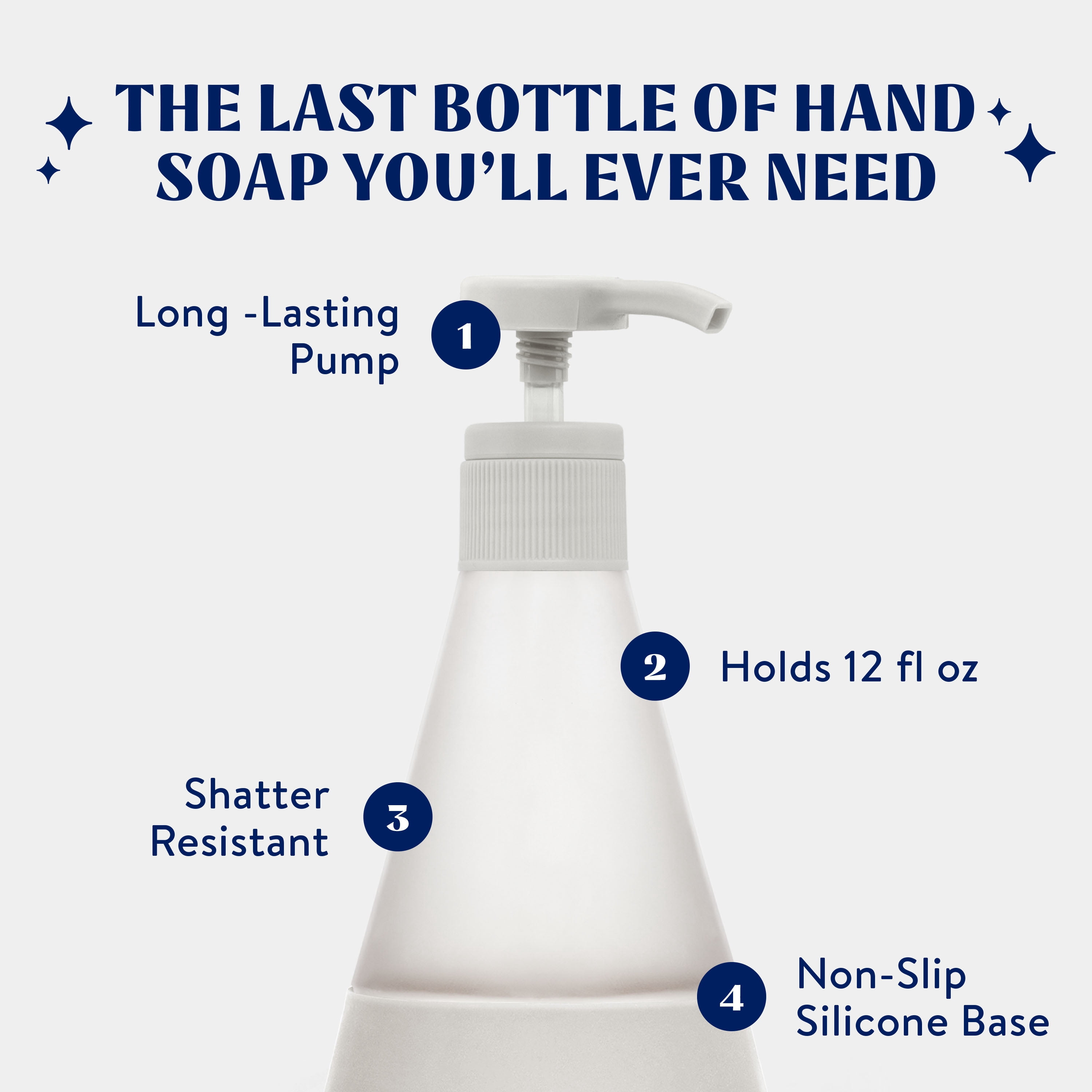 Cleancult Liquid Hand Soap Glass Dispenser, Shatter Resistant, Stone Gray, 2 Pack, 12 oz