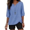thumbnail image 6 of Summer Tops for Women Pleated Cotton Linen Tops Solid Color Shirts Blouses And Tees, 6 of 6