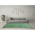 thumbnail image 3 of Ahgly Company Machine Washable Indoor Square Abstract Turquoise Blue Modern Area Rugs, 5' Square, 3 of 4