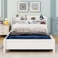 thumbnail image 3 of Euroco Wood Full Size Platform Bed with LED Light and Storage Headboard, White, 3 of 11