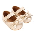 thumbnail image 6 of Zanarzt Newborn Girl Shoes Baby Girls Mary Jane Shoes Cute Bow Leather Princess Shoes Soft Sole Anti-Slip Newborn First Walking Shoes Dress Shoes Beige,US 4, 6 of 8