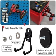 MUTUACTOR Strong Garage Magnetic Hooks, 2 Pack Heavy Duty Storage Utility Magnet Hooks with Anti-Slip Coating for Indoor & Outdoor Hanging (Black)