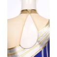 thumbnail image 7 of YONGHS Womens Gymnastics Leotard Mock Neck Long Sleeve Figure Ice Skating Bodysuit Jumpsuit Blue L, 7 of 7
