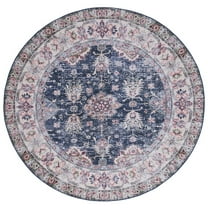 SAFAVIEH Tucson Paisley Traditional Machine Washable Area Rug, 6' x 6' Round, Navy/Beige