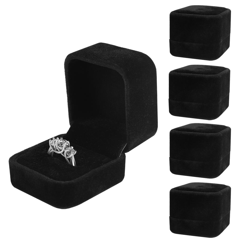 BLACK Velvet Squre Wedding Earrings Ring Box Jewelry Display Case Gift Boxes