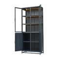 thumbnail image 4 of Montary 76.75" LED Curio Cabinet with 3-Sided Glass & Double Doors, Steel Frame for Collectibles/Figures/Trophies - Dark Blue, 4 of 9