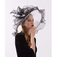 thumbnail image 5 of Women Derby Church Hat Organza Flower Wedding Tea Party Fascinator Hat Wide Brim Sun Hat, 5 of 6