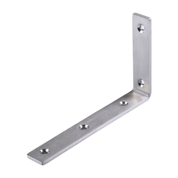 Injueey 4 Uds soporte L soportes de esquina estante de grueso soporte de partición estante de estantería con acabado cepillado de acero Decoración del hogar 175*105*25*5mm