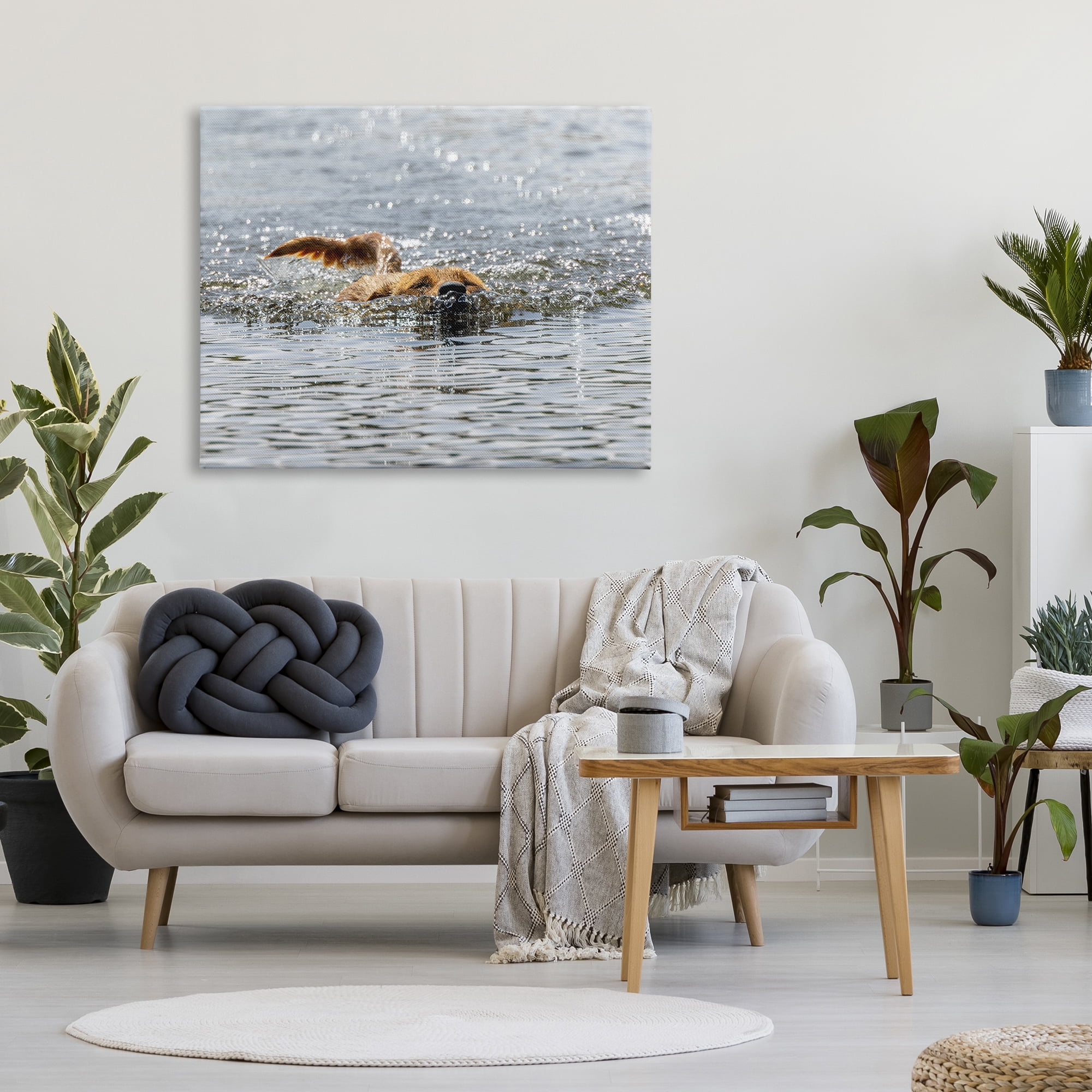Stupell Industries Dog Swimming in Ocean Animals & Insects Photography Gallery Wrapped Canvas Art Print Wall Art, 48 x 36