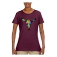 thumbnail image 2 of Colorful Rainbow Cow Bull Skull Animal Lover Womens Graphic T-Shirt, Maroon, 2XL, 2 of 3